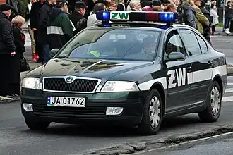 A Polish ŻW Škoda Octavia military police car.