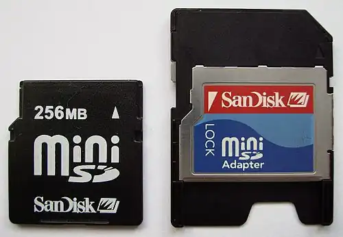 MiniSD card with an SD card adapter