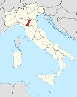 Map highlighting the location of the province of Modena in Italy