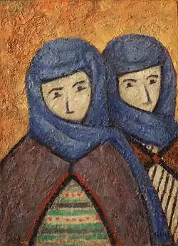 Mohamed Hamri "Characters" Oil on canvas 60x44 cm