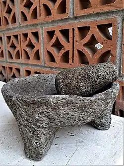 Well-used tripod molcajete, origin unknown, Puebla, Mexico