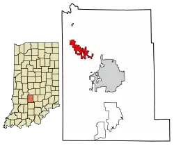Location of Ellettsville in Monroe County, Indiana.