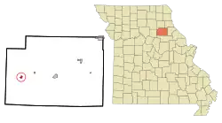 Location in Monroe County and the state of Missouri