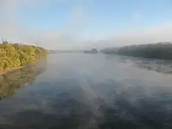 Mist upstream of the Bissell Bridge between Windsor and South Windsor, CT