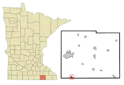 Location in Mower County and the state of Minnesota