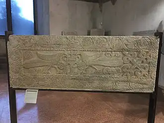 Plutei of Theodota with peacocks from the oratory of San Michele alla Pusterla, early 8th century, Pavia Civic Museums.