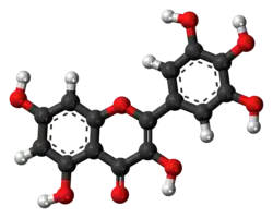 Ball-and-stick model of the myricetin molecule
