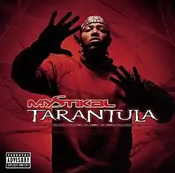The cover features Mystikal wearing a red hoodie and bandana against a red background, holding his hands up admist various spiderwebs. Both the artist's name and album title appear below him, colored in red and white respectively.