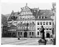 South facade and neighboring buildings on Aegidienplatz (on the left the Black Peller House), photo (1860–1890)