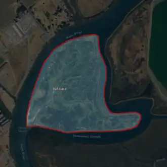 Aerial image of an island.