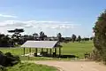 Looking across the Coastal Reserve to the town from near the Surf Life Saving Club (SLSC), 2016