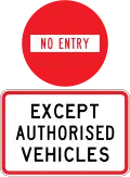 No entry except authorised vehicles