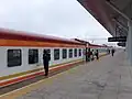 A train at the platform on Nairobi Terminus just before departure to Mombasa