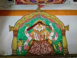 Modern wall mural of Narasimha in a street of Puri, Odisha.