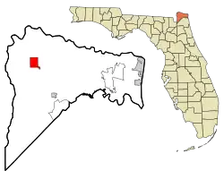 Location in Nassau County and the state of Florida