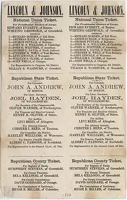 1864 ballot of the National Union Party (United States)