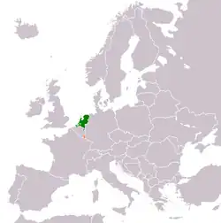 Map indicating locations of Netherlands and Luxembourg
