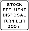 Stock Effluent Disposal Point Ahead (turning left, in 300 metres)