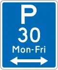 Parking Permitted: 30 Minutes (on both sides of this sign, non-standard hours)