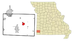 Location of Granby, Missouri
