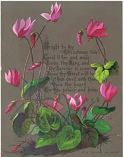 Bright be thy Christmas tide! Carol it far and wide, ..., words by F.R. Havergal, floral design by Helga von Cramm, c. 1880.