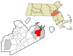 Location of Braintree in Norfolk County, Massachusetts