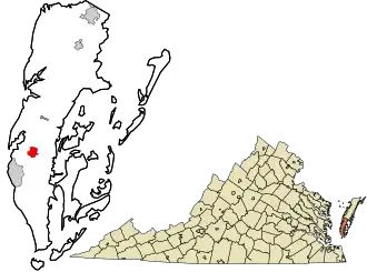Location in Northampton County and the state of Virginia.
