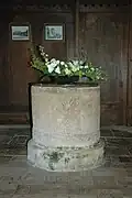 Norman baptismal font in St Denys' parish church