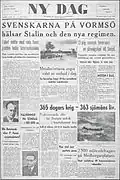 Swedish communist daily Ny Dag headline on 5 September 1940: "The Swedes on Vormsi greet Stalin and the new regime"