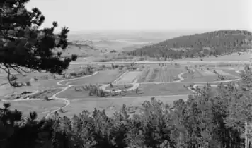 2006, looking east; the cemetery has expanded south and added loop roads