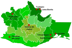 Major cities of Oaxaca