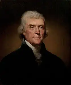 Painting of Jefferson in his late 50s with a full head of hair