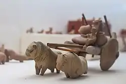 Image 1Clay and wood model of a bull cart carrying farm produce in large pots, Mohenjo-daro. The site was abandoned in the 19th century BC. (from History of agriculture)