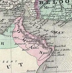 Map of Oman in 1867