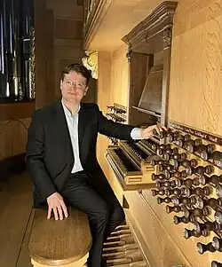 Paul Jacobs at the Arp Schnitger organ at St. Jacobi Church in Hamburg, Germany in 2024.