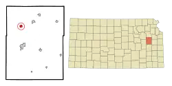 Location within Osage County and Kansas
