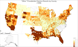 Map of "other" presidential election results by county