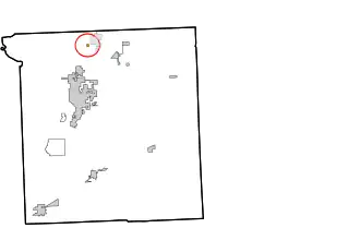 Location within Ottawa County and the state of Oklahoma showing former municipal boundaries