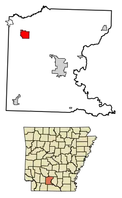 Location of Chidester in Ouachita County, Arkansas.