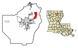 Location of Swartz in Ouachita Parish, Louisiana.