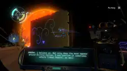 Alien writing being translated while on a small planet near the star.
