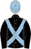 Black, light blue cross-belts and cap