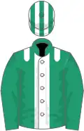Emerald green, white stripe and epaulets, white and emerald green striped cap