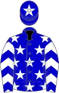 Blue, white stars, chevrons on sleeves, star on cap