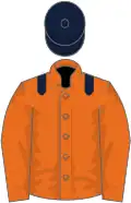 Orange, dark blue epaulets and cap