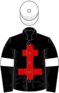 Black, red cross of lorraine, black sleeves, white armlets, white cap