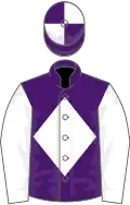 PURPLE, white diamond and sleeves, quartered cap
