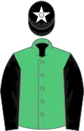 Emerald green, black sleeves, black cap, white star