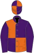 Purple and orange (quartered), purple sleeves, quartered cap