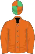 Orange, orange and emerald green quartered cap